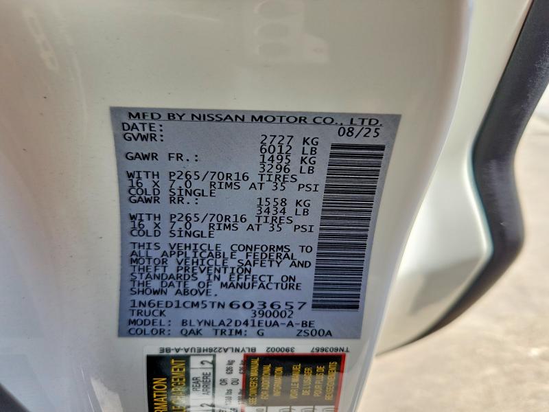 2026 Nissan Frontier მანქანა იყიდება აუქციონზე, vin: 1N6ED1CM5TN603657, აუქციონის ნომერი: 58705036