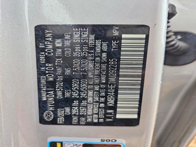 57374426 :رقم المزاد ، KM8R44HE1MU292285 vin ، 2021 Hyundai Palisade مزاد بيع