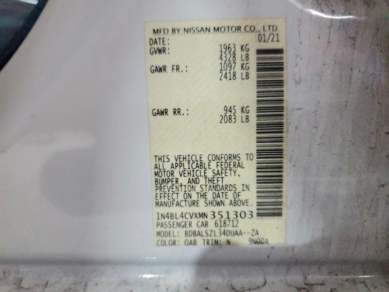 Продаж на аукціоні авто 2021 Nissan Altima, vin: 1N4BL4CVXMN351303, номер лоту: 54591616