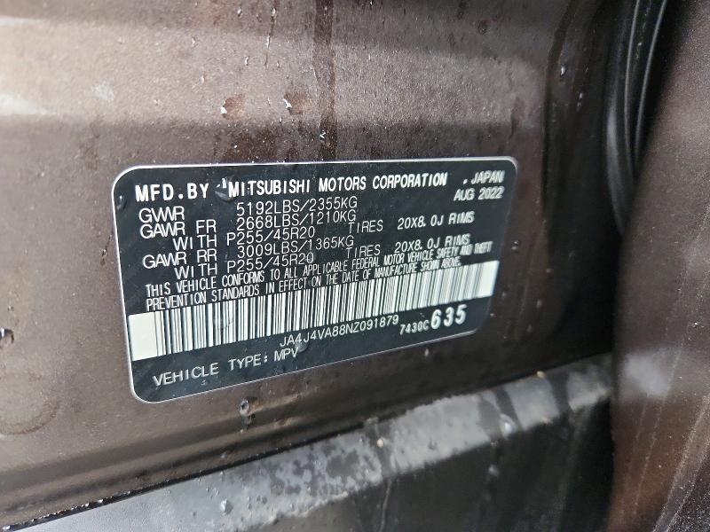 Aukcja sprzedaży 2022 Mitsubishi Outlander, vin: JA4J4VA88NZ091879, numer aukcji: 57599166
