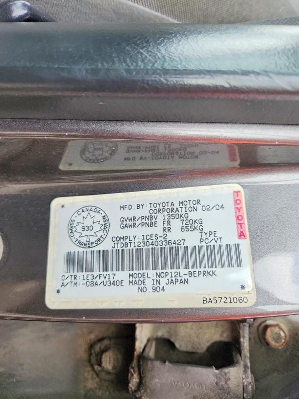 Продажа на аукционе авто 2004 Toyota Echo, vin: JTDBT123040336427, номер лота: 57227246