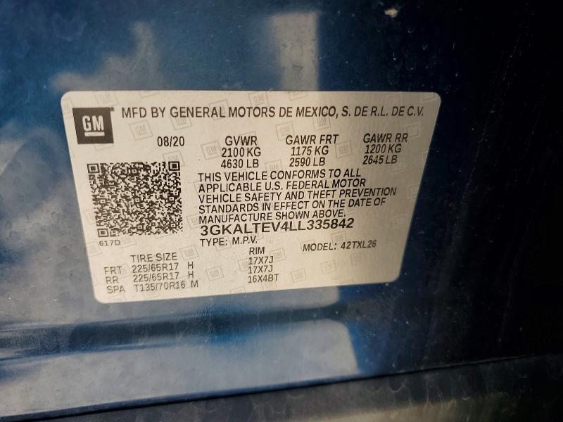 2020 Gmc Terrain მანქანა იყიდება აუქციონზე, vin: 3GKALTEV4LL335842, აუქციონის ნომერი: 55759006