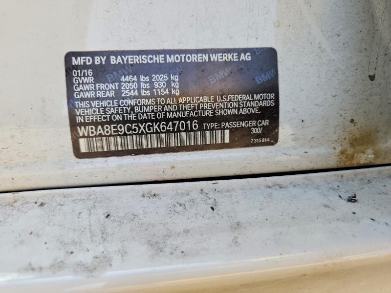 Aukcja sprzedaży 2016 Bmw 328, vin: WBA8E9C5XGK647016, numer aukcji: 57913096