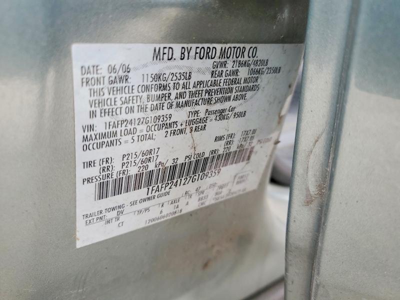 Продажа на аукционе авто 2007 Ford Five Hundred, vin: 1FAFP24127G109359, номер лота: 56246256