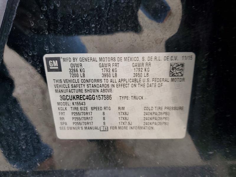 Aukcja sprzedaży 2016 Chevrolet Silverado, vin: 3GCUKREC4GG157586, numer aukcji: 58076986
