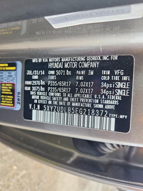 2014 Hyundai Santa Fe Sport მანქანა იყიდება აუქციონზე, vin: 5XYZUDLB5EG218372, აუქციონის ნომერი: 57961196