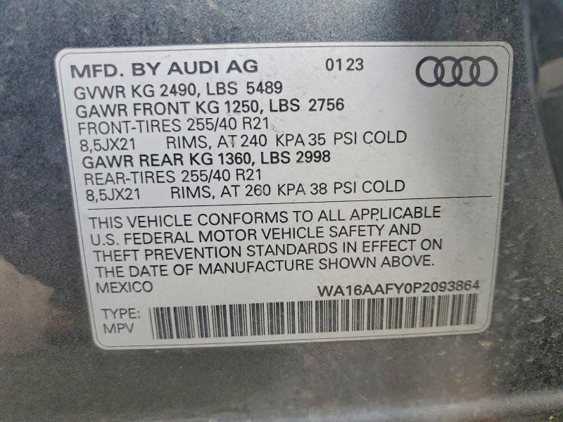 Продажа на аукционе авто 2023 Audi Q5, vin: WA16AAFY0P2093864, номер лота: 57936126