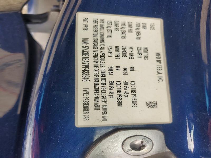 Продажа на аукционе авто 2023 Tesla Model 3, vin: 5YJ3E1EA7PF433946, номер лота: 55334886