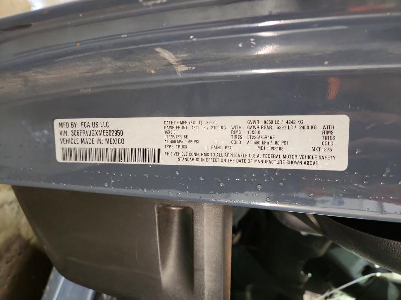 59881886 :رقم المزاد ، 3C6FRVJGXME502950 vin ، 2021 Ram Promaster 3500 مزاد بيع