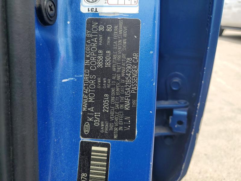 2011 Kia Forte მანქანა იყიდება აუქციონზე, vin: KNAFU5A21B5429078, აუქციონის ნომერი: 58207406