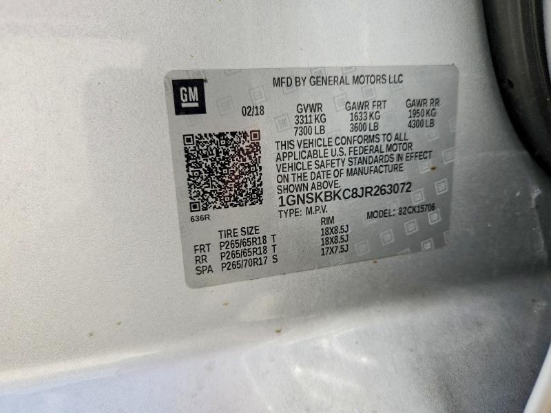 Продажа на аукционе авто 2018 Chevrolet Tahoe, vin: 1GNSKBKC8JR263072, номер лота: 58641506
