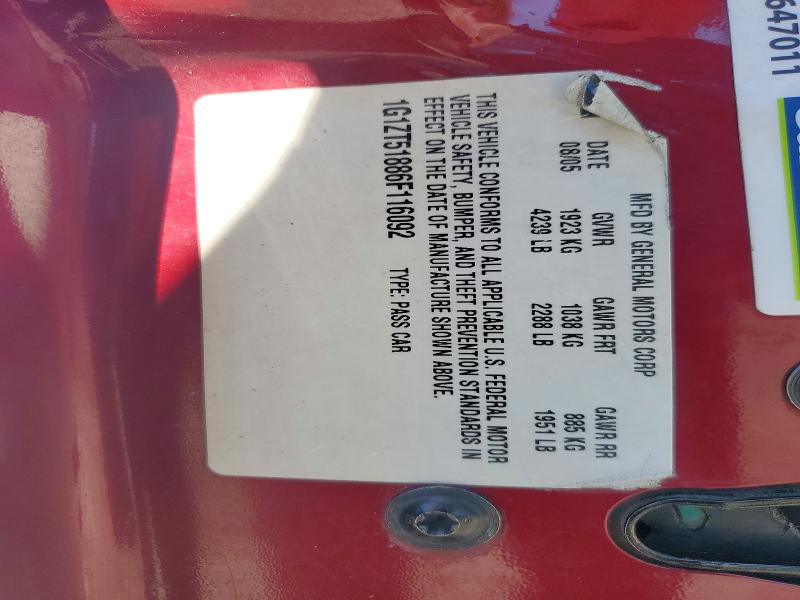 54651706 :رقم المزاد ، 1G1ZT51886F116092 vin ، 2006 Chevrolet Malibu مزاد بيع