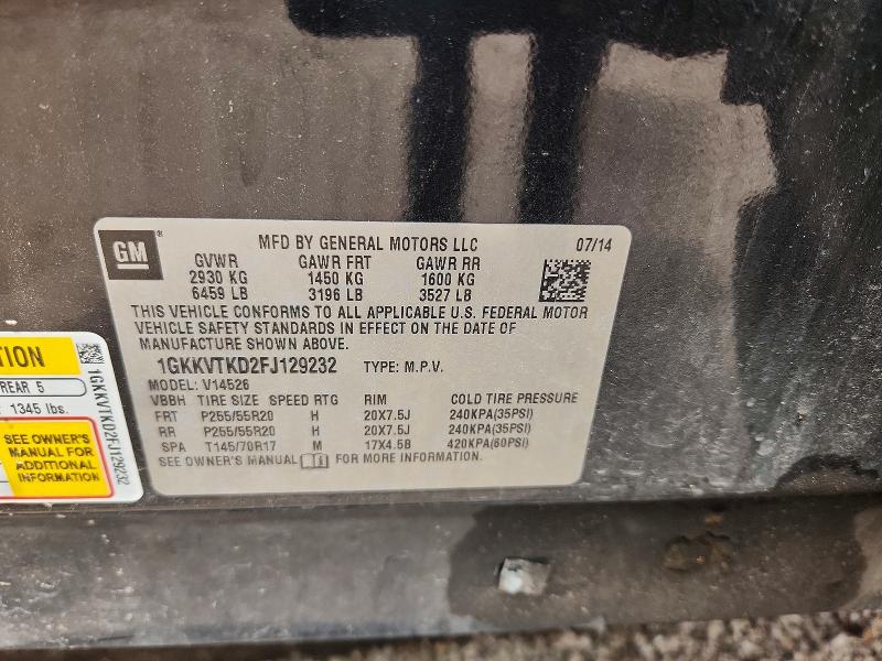2015 Gmc Acadia მანქანა იყიდება აუქციონზე, vin: 1GKKVTKD2FJ129232, აუქციონის ნომერი: 55746096