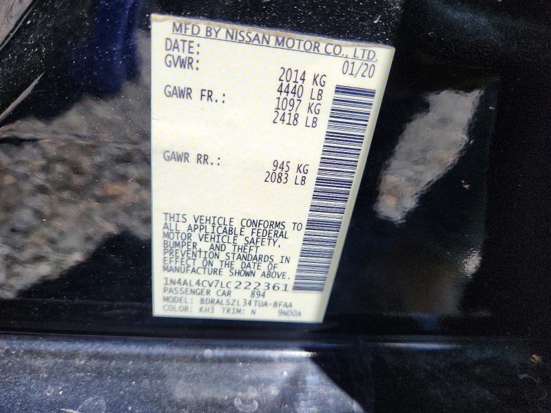 57078106 :رقم المزاد ، 1N4AL4CV7LC222361 vin ، 2020 Nissan Altima مزاد بيع
