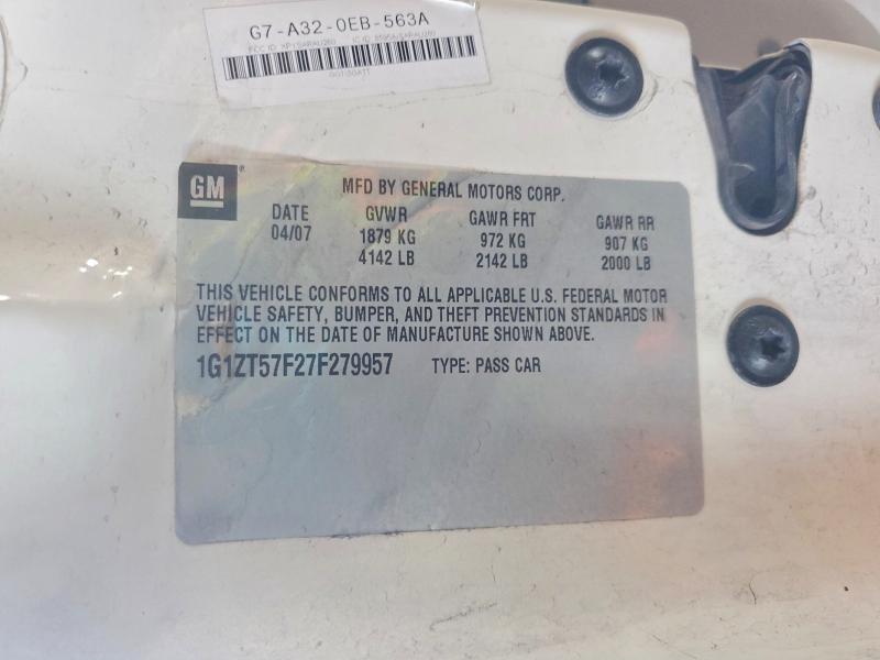55740206 :رقم المزاد ، 1G1ZT57F27F279957 vin ، 2007 Chevrolet Malibu مزاد بيع