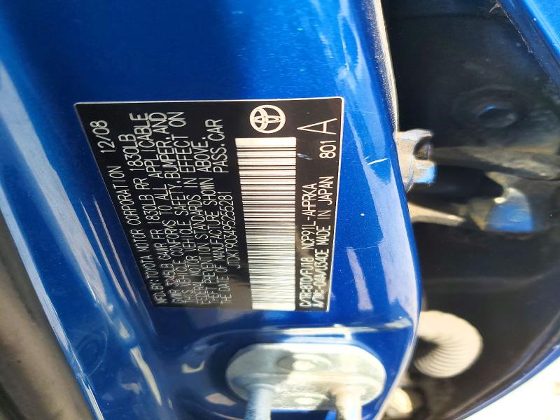 Продаж на аукціоні авто 2009 Toyota Yaris, vin: JTDKT903495255281, номер лоту: 57710806