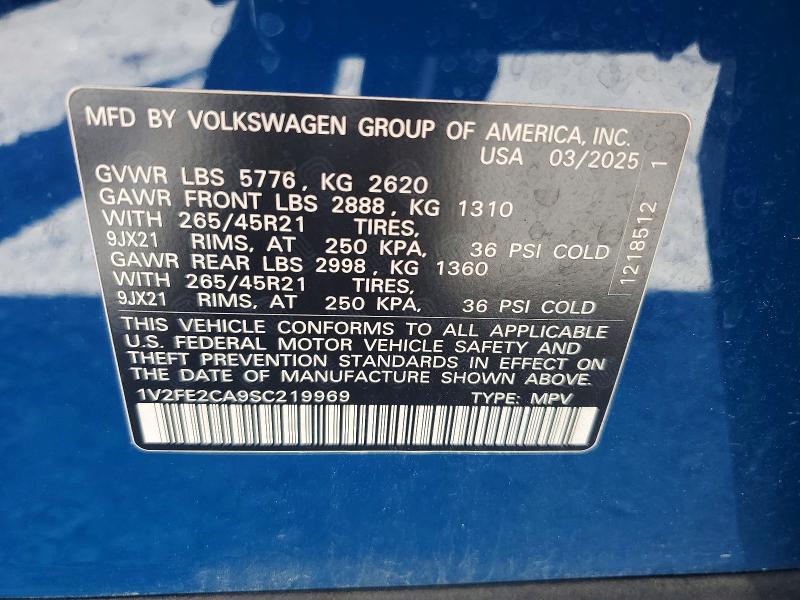 Продаж на аукціоні авто 2025 Volkswagen Atlas Cross Sport, vin: 1V2FE2CA9SC219969, номер лоту: 55816746