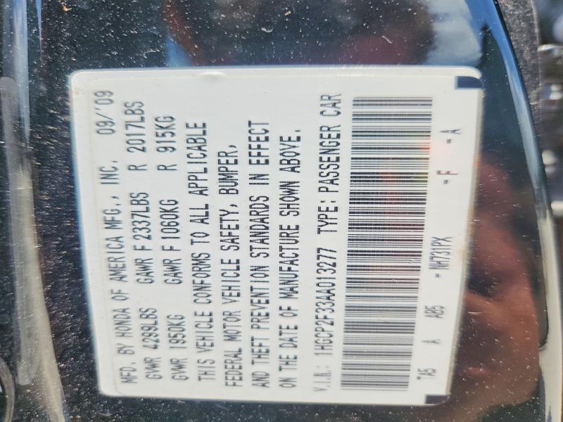 Продаж на аукціоні авто 2010 Honda Accord, vin: 1HGCP2F33AA013277, номер лоту: 59585856