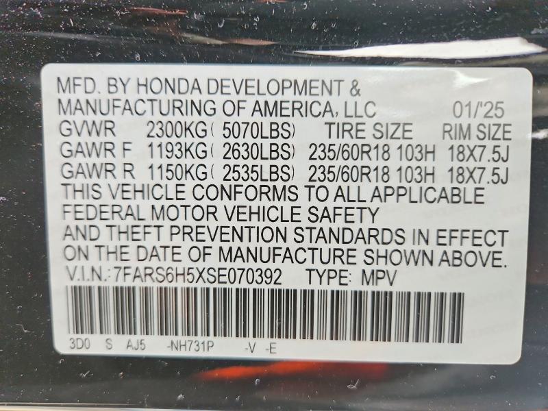 Продаж на аукціоні авто 2025 Honda Cr-v, vin: 7FARS6H5XSE070392, номер лоту: 56763316
