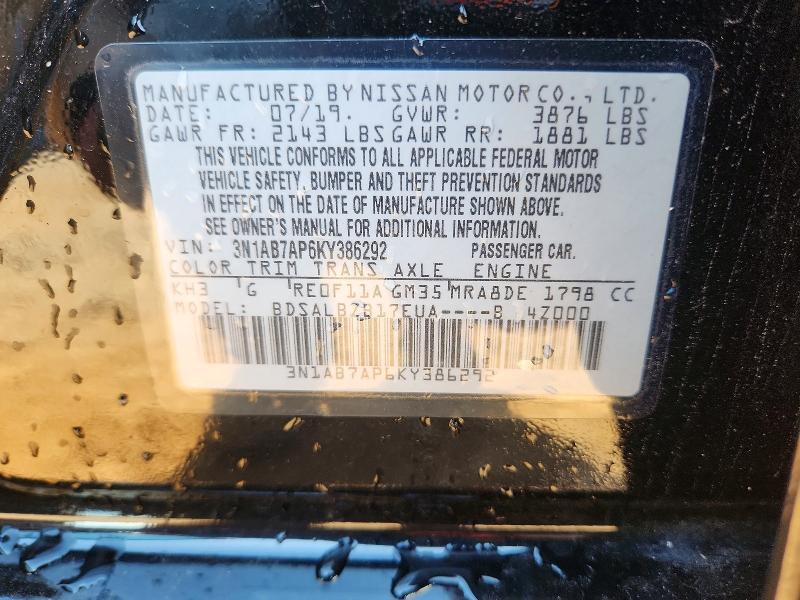 Aukcja sprzedaży 2019 Nissan Sentra, vin: 3N1AB7AP6KY386292, numer aukcji: 55927916