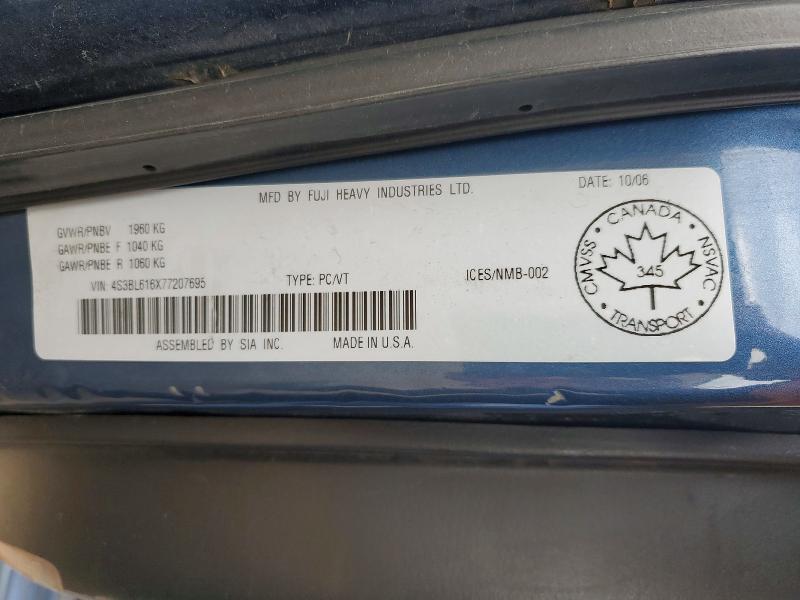 Продаж на аукціоні авто 2007 Subaru Legacy, vin: 4S3BL616X77207695, номер лоту: 57929026