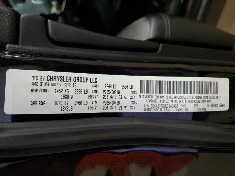 Продажа на аукционе авто 2014 Jeep Grand Cherokee, vin: 1C4RJFAG0EC143460, номер лота: 59548836