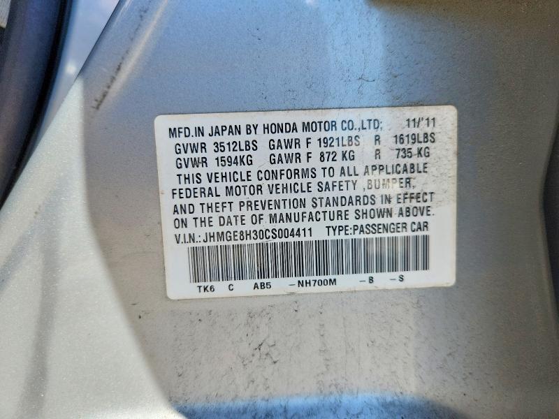 Aukcja sprzedaży 2012 Honda Fit, vin: JHMGE8H30CS004411, numer aukcji: 55981156