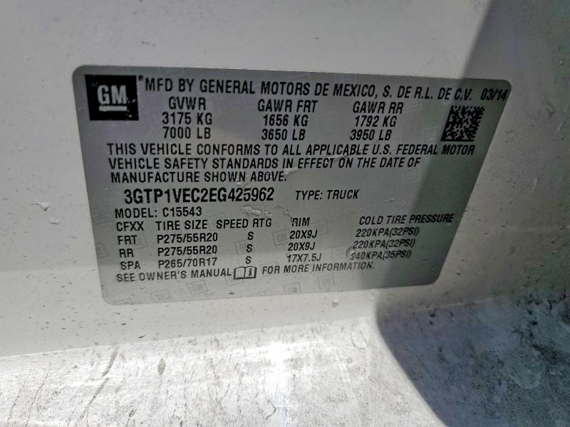 Aukcja sprzedaży 2014 Gmc Sierra, vin: 3GTP1VEC2EG425962, numer aukcji: 55185256