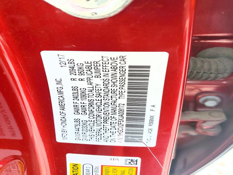 2018 Honda Accord მანქანა იყიდება აუქციონზე, vin: 1HGCV2F5XJA006172, აუქციონის ნომერი: 55270526