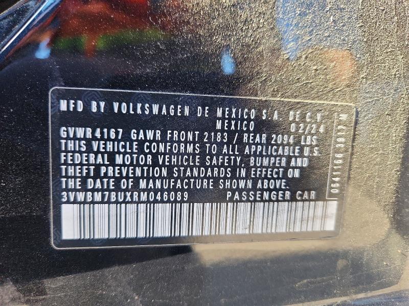Aukcja sprzedaży 2024 Volkswagen Jetta, vin: 3VWBM7BUXRM046089, numer aukcji: 56848316