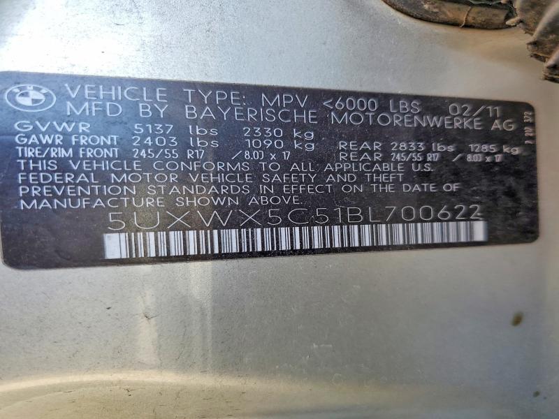 Продаж на аукціоні авто 2011 Bmw X3, vin: 5UXWX5C51BL700622, номер лоту: 58222366