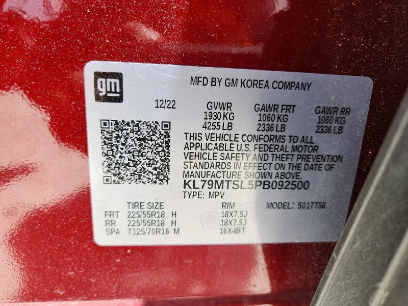 2023 Chevrolet Trailblazer მანქანა იყიდება აუქციონზე, vin: KL79MTSL5PB092500, აუქციონის ნომერი: 58906046