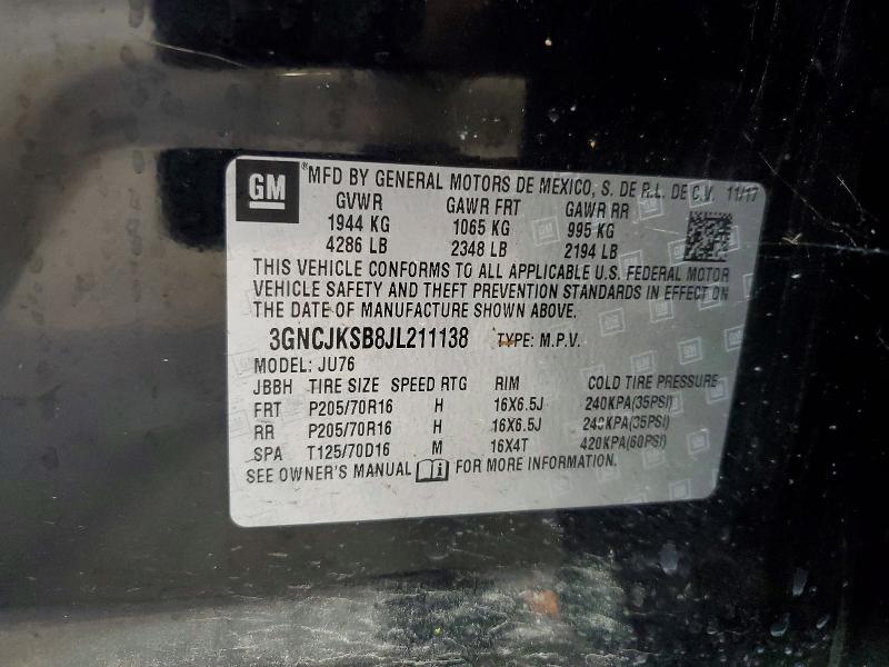 Продаж на аукціоні авто 2018 Chevrolet Trax, vin: 3GNCJKSB8JL211138, номер лоту: 56164346