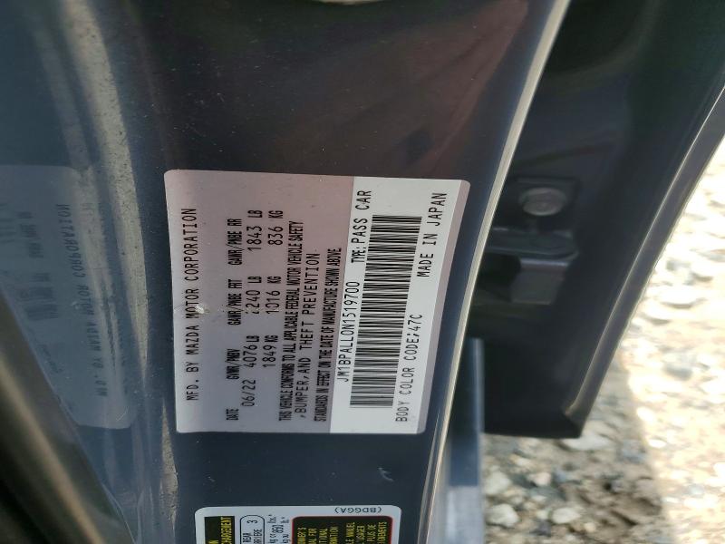 2022 Mazda 3 მანქანა იყიდება აუქციონზე, vin: JM1BPALL0N1519700, აუქციონის ნომერი: 59016086