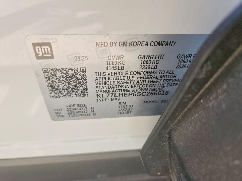 54532416 :رقم المزاد ، KL77LHEP6SC266616 vin ، 2025 Chevrolet Trax مزاد بيع