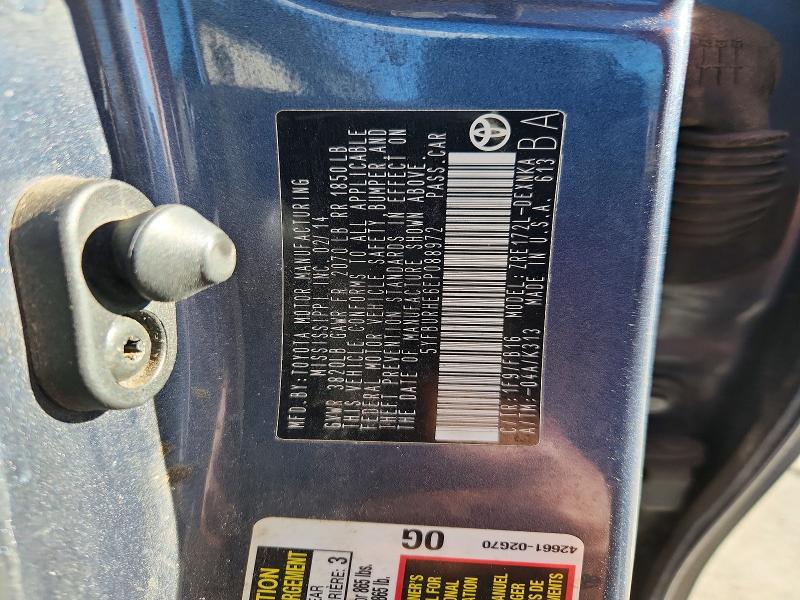 56802466 :رقم المزاد ، 5YFBURHE6EP088972 vin ، 2014 Toyota Corolla مزاد بيع