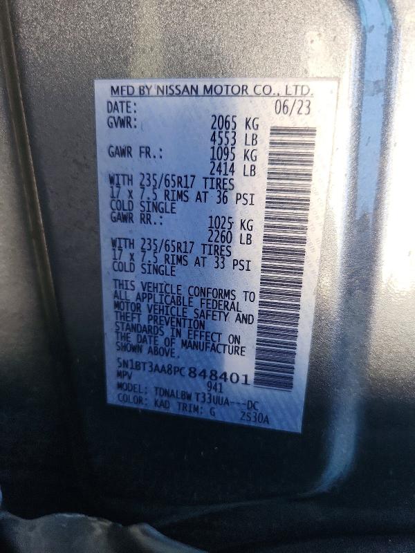 Aukcja sprzedaży 2023 Nissan Rogue, vin: 5N1BT3AA8PC848401, numer aukcji: 57436656