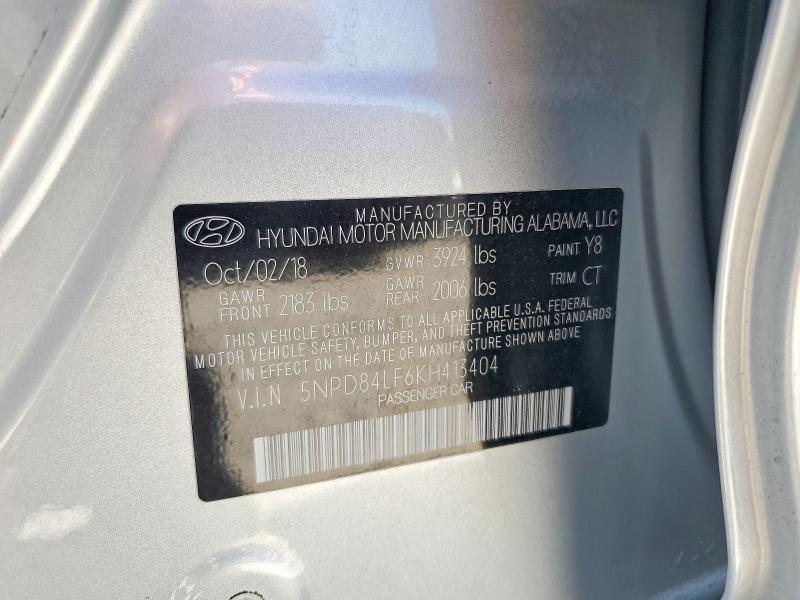 55759986 :رقم المزاد ، 5NPD84LF6KH413404 vin ، 2019 Hyundai Elantra مزاد بيع