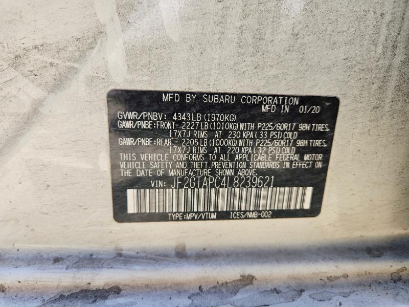 Продажа на аукционе авто 2020 Subaru Crosstrek, vin: JF2GTAPC4L8239621, номер лота: 58106226