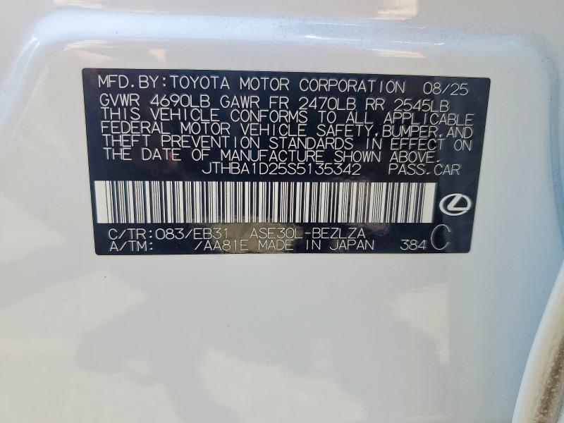 Aukcja sprzedaży 2025 Lexus Is 300, vin: JTHBA1D25S5135342, numer aukcji: 56188086