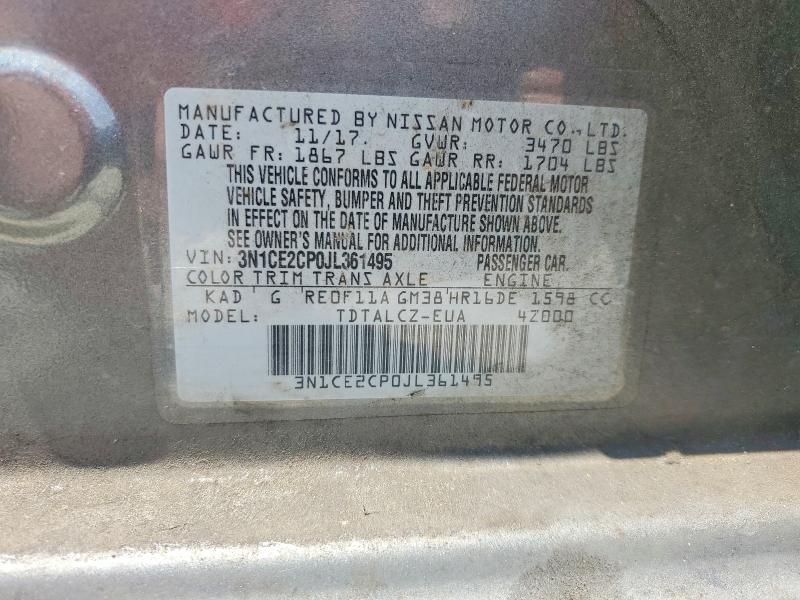 Auction sale of the 2018 Nissan Versa Note, vin: 3N1CE2CP0JL361495, lot number: 56422286