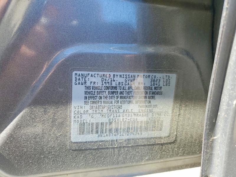 Aukcja sprzedaży 2016 Nissan Sentra, vin: 3N1AB7AP1GY274345, numer aukcji: 55628646