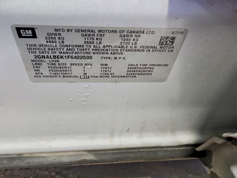 Продаж на аукціоні авто 2015 Chevrolet Equinox, vin: 2GNALBEK1F6422500, номер лоту: 58777516