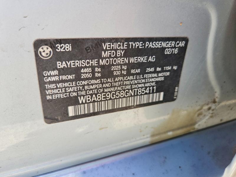 Aukcja sprzedaży 2016 Bmw 328, vin: WBA8E9G58GNT85411, numer aukcji: 57967476
