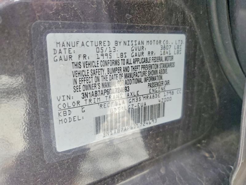 Продаж на аукціоні авто 2013 Nissan Sentra, vin: 3N1AB7AP6DL724693, номер лоту: 59308246
