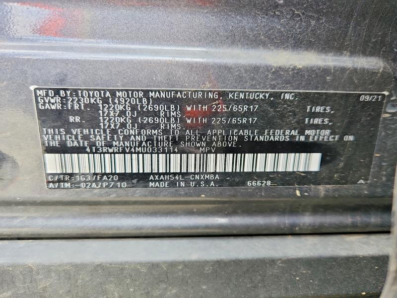 Продажа на аукционе авто 2021 Toyota Rav4, vin: 4T3RWRFV4MU033114, номер лота: 56802646