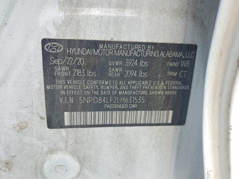 55560276 :رقم المزاد ، 5NPD84LF2LH631535 vin ، 2020 Hyundai Elantra مزاد بيع