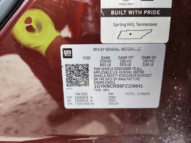 58282836 :رقم المزاد ، 1GYKNCRS6PZ108641 vin ، 2023 Cadillac Xt5 مزاد بيع