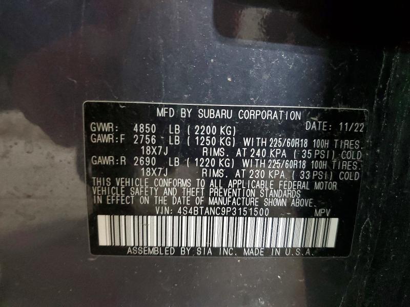 Aukcja sprzedaży 2023 Subaru Outback, vin: 4S4BTANC9P3151500, numer aukcji: 59000556