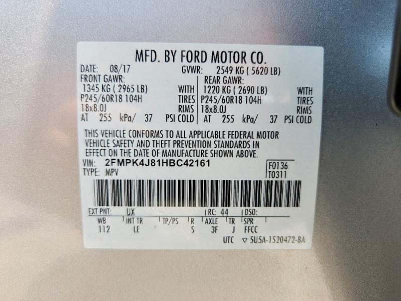Продажа на аукционе авто 2017 Ford Edge, vin: 2FMPK4J81HBC42161, номер лота: 58368976